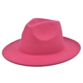 Classic wool fedora hat in deep rose pink featuring a wide brim and teardrop crown - M (56-58cm) / Rose Red
