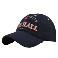 Detalle del bordado 3D de Rose Hall Jamaica en la gorra de béisbol azul marino oscuro - Ajustable / Azul Marino