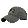 Berretto da baseball verde oliva con bandiera brasiliana ricamata in stile tattico militare - Berretto da Baseball Standard / Verde Militare