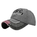 Vintage washed dark grey baseball cap with NYC embroidery and distressed brim details - Adjustable / Gray