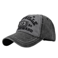 Cappellino da baseball vintage in cotone lavato grigio scuro con ricamo NYS e protezione solare - Nero e Grigio