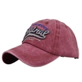 Berretto da baseball vintage in cotone lavato rosso rosa scuro con patch ricamata - Regolabile / Borgogna