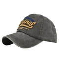 Dettaglio cappellino da baseball grigio vintage in cotone con toppe ricamate Original - Regolabile / Verde Militare