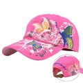 Berretto da baseball rosa con ricamo di fiori e farfalle e cinturino in pelle - Rosa Rosso