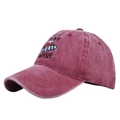 Detail of burgundy vintage washed cotton baseball cap with Surf Wave embroidery - Burgundy