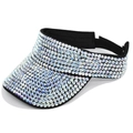 Visière en strass scintillants avec sangle réglable et base en tissu noir pour femme - Réglable / Noir avec Strass Multicolores
