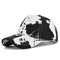 Detail view of cotton tie-dye baseball cap with abstract black and white map pattern - Adjustable / Black White Abstract (CL716-2)