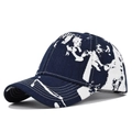 Classic tie-dye baseball cap with blue marble ink print pattern and structured curved brim - Adjustable / Navy Blue Splash (CL716-3)