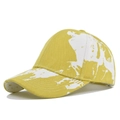 Detail of tie-dye mustard yellow and white cotton baseball cap with curved brim and stitching - Adjustable / Yellow Splash (CL716-4)