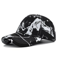 Black and white tie-dye baseball cap with graffiti print and Dirty Oil embroidery - Adjustable / Black White Splash (CL716-1)