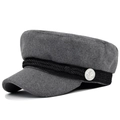 Détail d'une casquette marin grise avec corde tressée noire et bouton métallique ancre - M (56-58cm) / Gris