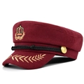 Cappello militare bordeaux con corona ricamata dorata e dettagli di spighe di grano - M(56-58cm) / Borgogna