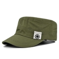 Detail of army green military cadet hat featuring a star patch and durable canvas texture - Army Green
