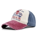 Gorra trucker vintage con estampado de calavera y diseño tricolor desgastado - Ajustable / Burdeos + Azul Marino