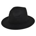 Classic black wool felt fedora with a wide brim and dented crown for men and women - M / Black
