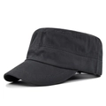Classic black cotton cadet cap with flat top and reinforced curved brim for outdoors - Adjustable / Dark Gray
