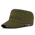 Detail view of olive green cadet cap showing sturdy twill cotton fabric and reinforced stitching - Adjustable / Army Green