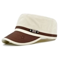 Detail of cadet cap featuring star stitching on visor and FS FASHION metal plate - Adjustable / Beige