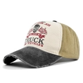 Gorra trucker vintage caqui y crema con estampado de calavera y camión - Ajustable / Negro+Caqui