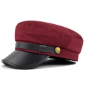 Gorra baker boy burdeos vintage con visera de piel sintética negra y hebilla metálica dorada - M / Burdeos