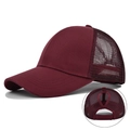 Détails de la casquette queue de cheval bordeaux avec maille filet et bande velcro - Réglable / Bordeaux