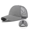 Casquette de baseball grise pour queue de cheval avec maille respirante et velcro réglable - Réglable / Gris clair