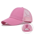 Casquette de baseball rose avec maille respirante et ouverture pratique pour queue de cheval - Réglable / Rose