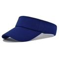 Detail view of royal blue sun visor with breathable mesh fabric and adjustable strap - Adjustable / Navy Blue