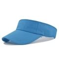 Close-up of deep blue open-top sun hat with breathable mesh fabric and stitched visor - Adjustable / Blue