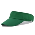 Close-up of breathable mesh fabric and reinforced stitching on dark green sun visor hat - Adjustable / Green