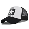 Cappellino trucker classico bicolore con stella e rete traspirante regolabile - Patchwork Nero e Bianco