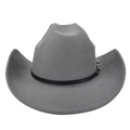 Vue détaillée d'un chapeau de cowboy en feutre gris avec large bord et boucle noire décorative - M (56-58cm) / Gris