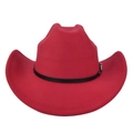 Vista dettagliata della trama in feltro del cappello da cowboy rosso con fibbia - M / Rosso