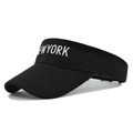 Black sun visor hat with white New York embroidery for outdoor sports and running - Adjustable / Black