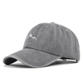 Vintage washed grey baseball cap with minimalist white mountain embroidery on the front - Adjustable / Classic Style / Grey (CB481-5)