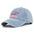 Berretto da baseball in denim azzurro con ricamo New York Street e trama in rilievo 3D - Regolabile / Blu