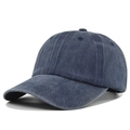 Detalle de la gorra de béisbol de algodón lavado azul marino con costuras de 4 líneas - Ajustable / Azul marino
