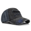 Berretto da baseball vintage grigio scuro in cotone lavato con ricamo New York e stile retrò - Regolabile / Nero (CB360-1)