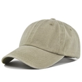 Vintage washed cotton baseball cap in khaki green with a distressed retro finish - Khaki Green