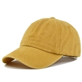 Classic washed mustard yellow cotton baseball cap with curved brim and reinforced stitching - Yellow