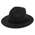 Λεπτομέρεια μαύρου καπέλου fedora με ανάγλυφη τσόχα και χρυσό μεταλλικό δακτύλιο στη ζώνη - M (56-58cm) / Μαύρο