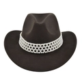 Détail d'un chapeau de cowboy en feutre marron orné d'une large bande de perles - M (56-58cm) / Café