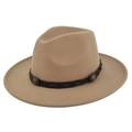 Dettaglio cappello in feltro con fascia in pelle marrone e rivetti metallici decorati - M (56-58cm) / Cachi