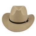 Détail du chapeau fedora kaki avec ruban en cuir noir et boucle dorée métallique - M (56-58cm) / Kaki