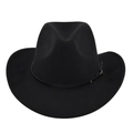 Klassischer schwarzer Filz-Cowboyhut mit dekorativem Kunstlederband und Metallschnalle - M (56-58cm) / Schwarz