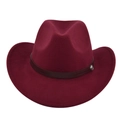 Dettaglio di un cappello da cowboy in feltro bordeaux con cinturino in pelle goffrata - M(56-58cm) / Borgogna