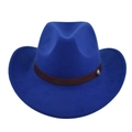 Dettaglio del cappello da cowboy blu con cinturino in pelle e fibbia metallica argento - M(56-58cm) / Blu