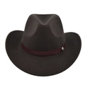 Dettaglio di cappello cowboy marrone scuro con fascia in pelle goffrata e fibbia - M(56-58cm) / caffè