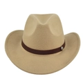 Dettaglio di cappello cowboy in feltro kaki con fascia in pelle goffrata e fibbia argento - M(56-58cm) / Cachi
