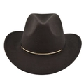 Detail view of dark coffee wool felt fedora featuring a gold metal tube accessory - M (56-58cm) / Coffee